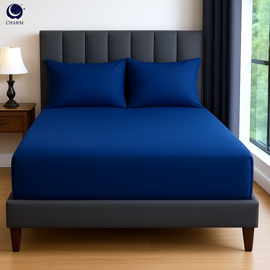 ชุดผ้าปูที่นอน 5 ฟุต Charm รุ่น คลาสสิค สีน้ำเงิน ไม่รวมผ้านวม_1